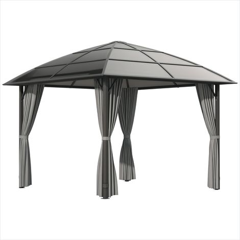 Tonnelle de jardin 3 x 3 m gris foncé toit polycarbonate UV Acier (1/5)