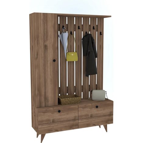 Meuble d'entrée Oxsitis H170cm Bois foncé (1/4)