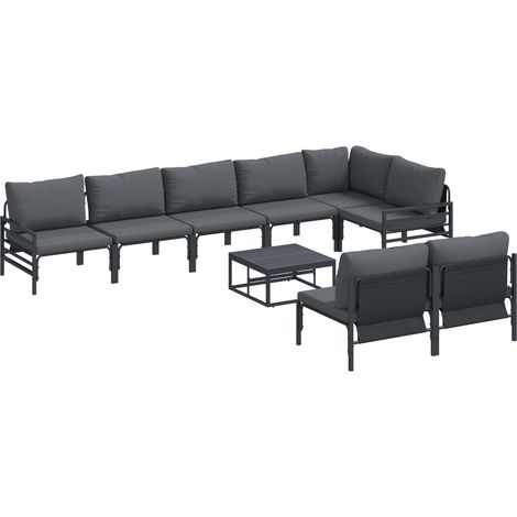 Maison Exclusive - Conjunto de sofás de jardín 9 uds. Negro Acero (1/5)