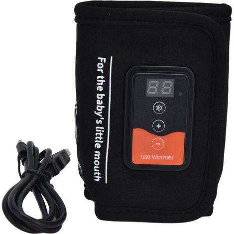 Calentador de leche portátil USB inteligente con pantalla LCD, control preciso de temperatura, color negro, compatible con USB-C, ideal para el hogar y los viajes.