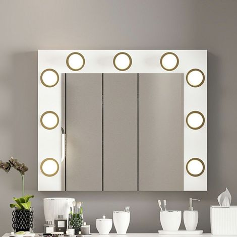 Specchio trucco Armin colore bianco con luci LED lampadine non incluse