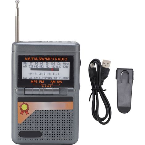 Radio Portable FM MW SW Lecteur MP3 ABS Compact 169g Excellent Réception Son HiFi avec Fente Carte pour Maison Extérieur (1/5)