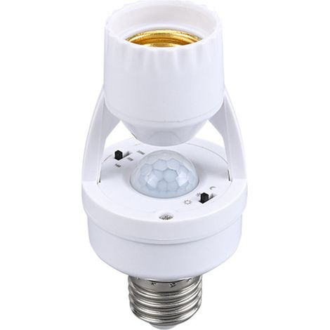 Portalámparas LED E27 con sensor de movimiento, adaptador PIR para escaleras, garaje, pasillo, balcón.