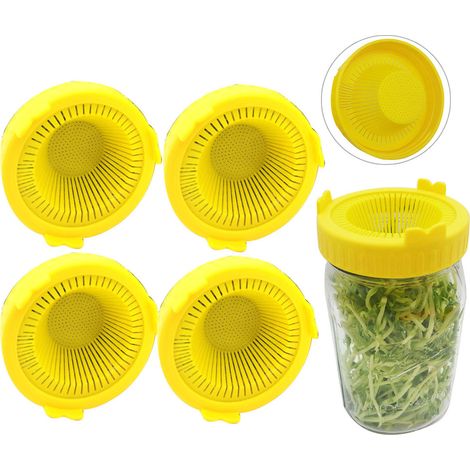 4 Couvercles de germination en plastique, rinçage et drainage faciles, pour bocaux à large ouverture (1/5)
