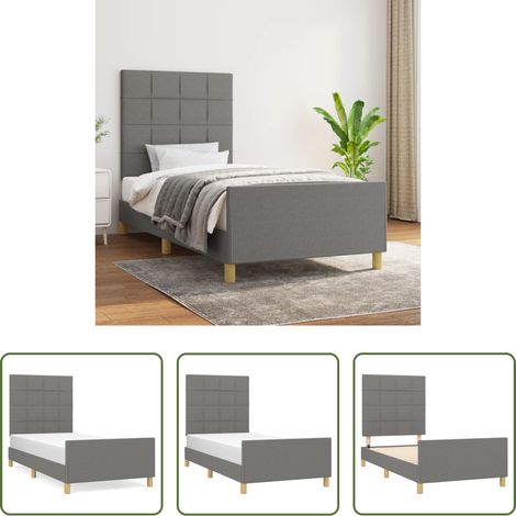 Kopfteil - Bettgestell ohne Matratze Dunkelgrau 90x200 cm Stoff (1/5)