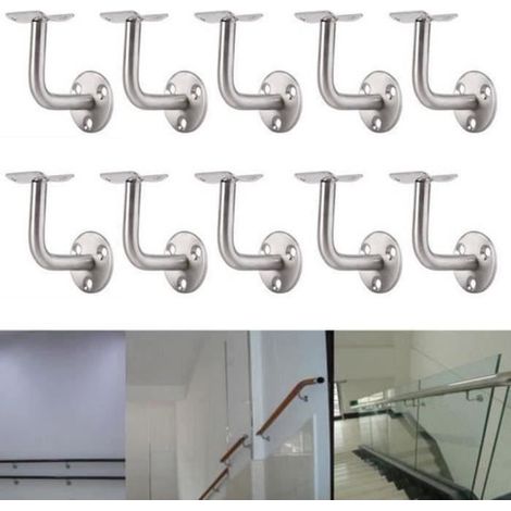 10 x Support Mural pour Rampe Escalier acier inoxydable Soutien Main Courante (1/3)