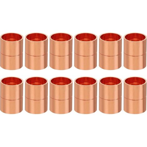 CCYKXA12 Stück Kupferlöthülsen, 16 mm Rohrkupplungen, gerade Rohrverschraubungen für HLK-Anlagen, 1 mm dick (1/5)
