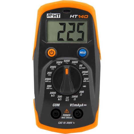 Multimetro digitale tascabile Tensione AC/DC 500V corrente DC 200mA HT14D HT HR00014D (1/4)