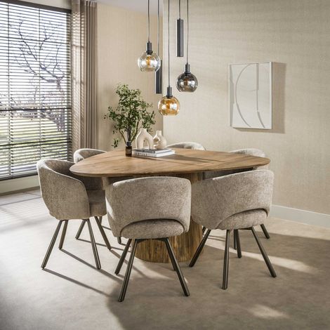 Esstisch dreieckige Sandfarbe Mangoholz Sue 150 cm