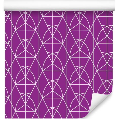 Carta da parati con motivo geometrico viola per soggiorno e camera da letto, 50x1000 cm (1/5)
