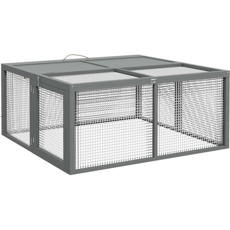 Clapier Enclos Pliable en Bois pour Lapin Nain et Cochon d'Inde avec Toit Ouvrant 110 x 105 x 50 cm (1/5)