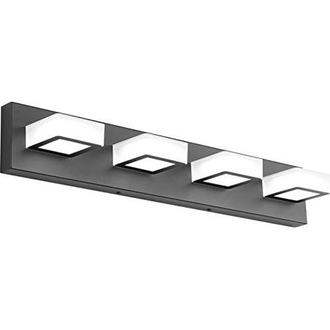 AUTRUCKER Applique murale moderne LED pour salle de bain, applique en acrylique, éclairage miroir multi-têtes, quatre têtes, noir, 24W, lumière chaude (1/5)