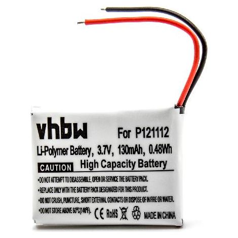 vhbw Akku Ersatz für Pebble P121112 für Smartwatch Uhr Fitnessarmband (130 mAh, 3,7 V, Li-Polymer)