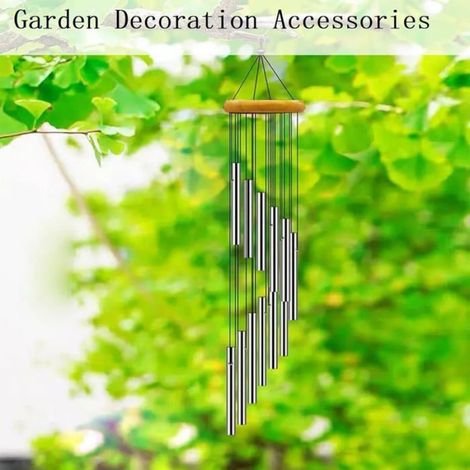 Carillon À Vent - Aluminium Et Bois De Pin - Pour Jardin Et Intérieur - 58 Cm - 1 Pièce (1/5)