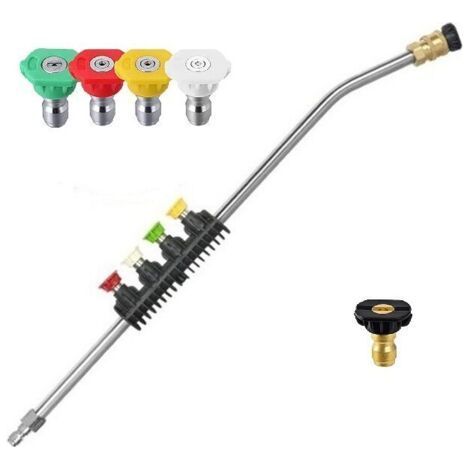 Lance d'extension pour nettoyeur haute pression, tige de nettoyage en acier inoxydable avec 5 buses à angle réglables, compatible avec les Lavor, Parkside et HUTER Modèles partiels, 15” (1/5)