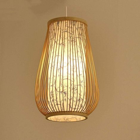 Ineasicer Lanterne Ancienne Chinoise Lampe À Suspension En Naturel Lustre Vintage Industriel Pour Chambre BarSalle Manger Bambou (1/3)