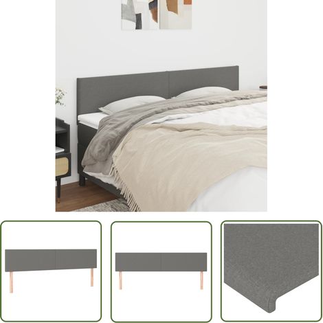 The Living Store Kopfteile 2 Stk. Dunkelgrau 80x5x78/88 cm Stoff - Bettkopfteile - Kopfteile - Bettsofa - Wohnaccessoires - Wohnzimmer Dekoration (1/5)