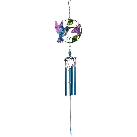 Carillon éolien en verre en forme d'oiseau, ornement suspendu à plusieurs tubes, décoration pour la maison, le jardin, le balcon, l'église, les fêtes et Noël. (1/5)