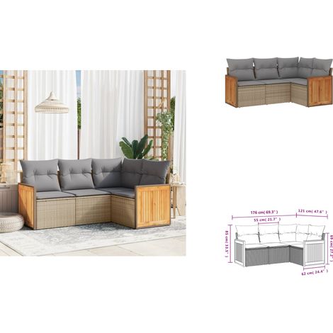 Salon de jardin avec coussins 4 pcs beige résine tressée - Ensemble Salon De Jardin - Meuble Extérieur - Résine Tressée - Rotin Synthétique - Mobilier De Jardin (1/3)