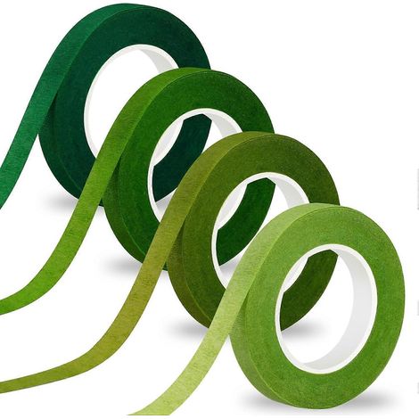 4 rouleaux de ruban floral vert, ruban washi pour fleurs artificielles, 1,27 cm (1/2 pouce), 27,4 m (30 yards), ruban pour plantes, ruban pour emballer les fleurs, fournitures pour bouquets (1/5)