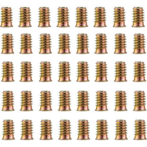 40 Pièces Insert Fileté Bois M6 x 15mm,Inserts d'écrou, Écrou hexagonal fileté en alliage de zinc,écrous à visser,Manchons à Visser,Écrou à Tête pour meubles en bois. (1/5)