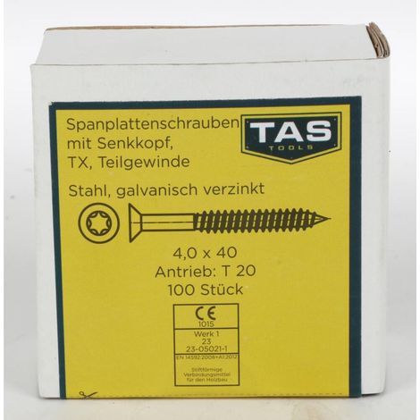 12x TAS Spanplattenschrauben 50 Stück 4x40mm TX Teilgewinde Senkkopf Holz Bauen (1/5)