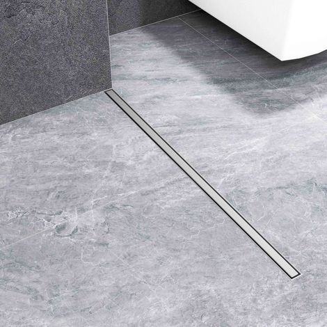 AICA Caniveau de douche à l'italienne 360° en acier inoxydable, panneau étroit avec désodorisant et filtre à cheveux, tuyau de douche à siphon, longueur 600mm