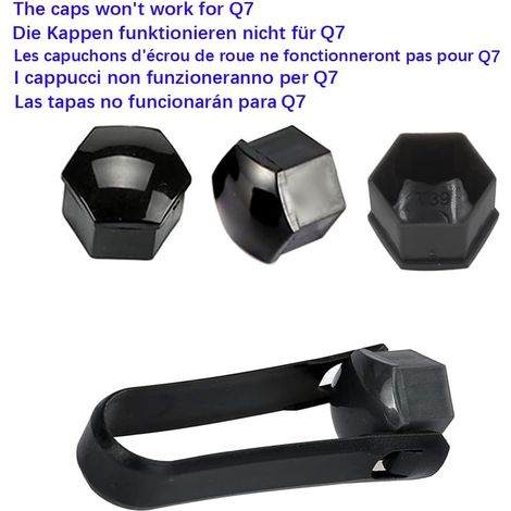 Haute qualité Boulon Ecrou Couvre 17 mm, Capuchons Protection Hexagonal Pour écrous de Roue, avec Outil Demontage (Paquet de 20, Noir)