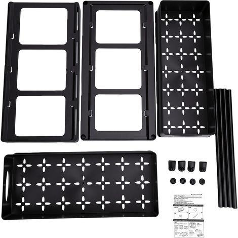 Étagère de rangement coulissante à 2 niveaux pour évier, bureau, cuisine, salle de bain, produits de nettoyage, éponges et autres articles essentiels. Idéale pour les espaces étroits. Couleur : noir. (1/5)