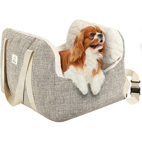 Siège auto pour petit chien, rehausseur avec ceinture de sécurité, lavable, transporteur, lit pour chiot, jusqu'à 11kg (1/5)