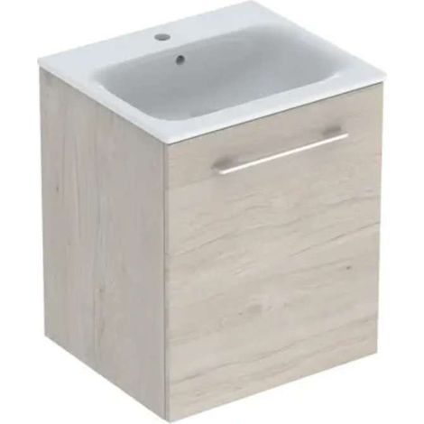 Geberit Selnova Square - Meuble-vasque 635x538x480 mm, avec vasque, 1 porte, noyer clair hickory 501.251.00.1 (1/3)