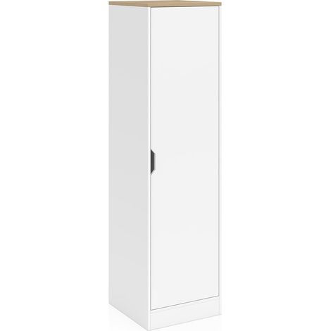 Aufbewahrungsschrank NOUK 1 Tür mit Regalen weiß und Holz (1/5)