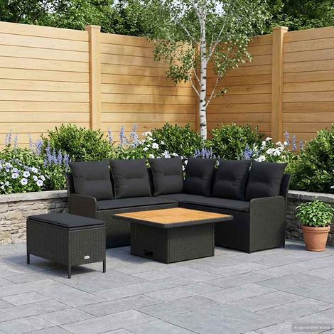 vidaXL Möbelsets mit Kissen 5 pcs Schwarz PE-Rattan (1/5)