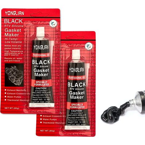 2x85g Pate a Joint Moteur,Joint Carter Huile Moteur,Silicone Haute Temperature,Carburateur Mastic en Silicone,D'étanchéité du Service du Moteur Silicone,Plage de Température -60 °C à 320 °C (Noir) (1/5)