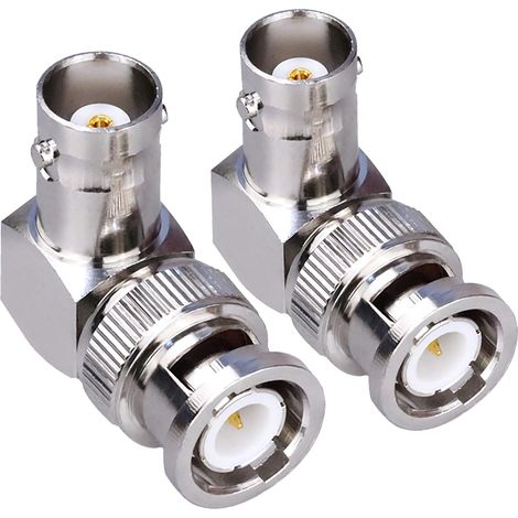 2 Pack BNC mâle vers BNC femelle adaptateur coudé 90 degrés RF adaptateur coaxial pour caméras de sécurité/câble d'extension connecteur BNC à angle droit (1/5)