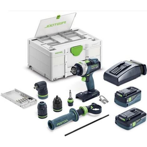 Festool – Perceuse-visseuse à percussion 18V avec 2 batteries 4,0Ah et 5,0Ah – Moteur EC-TEC sans charbons – Couple 50Nm – 577622