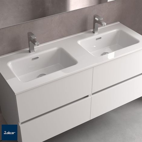 Lavabo CONSTANZA 1210 double PORCELAINE BLANC 1210 x 20 x 460 mm (1/3)