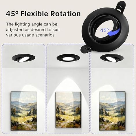 Spot Encastrable GU10 Set Cadre Spot Encastrable Noir Rond Avec Douille GU10 Spots LED 230V Ø 68mm 45° Orientable Cadre de Montage pour Spots de Plafond (1/3)