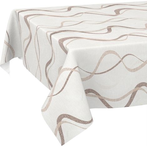 Nappe en Toile cirée, Lavable, pour Table de Jardin, extérieur et intérieur, Bord coupé, Vagues, 240 x 140 cm (1/5)