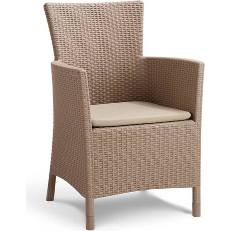 KETER Sillón  exterior terraza resina  con cojín IOWA capuchino AnxPxAl cm 62x60x89 (1/5)