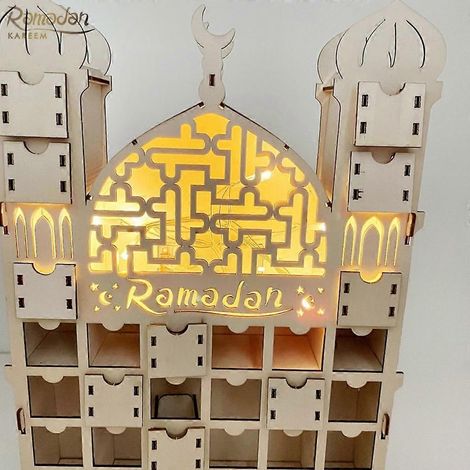 Calendrier de compte à rebours de l'Aïd Moubarak avec décorations lumineuses pour tiroirs (1/4)