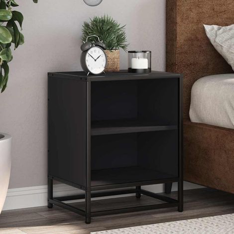 Nachttisch Schwarz 40x31x50 cm Holzwerkstoff und Metall