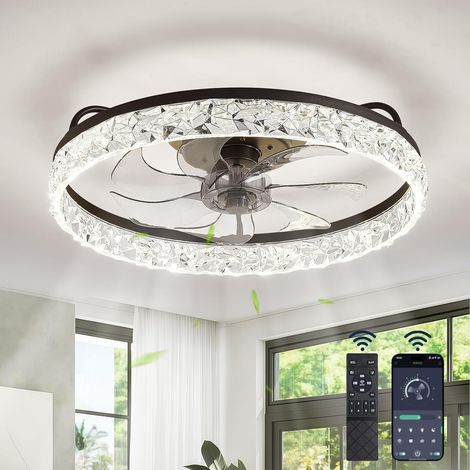 50CM Ventilateur de Plafond Silencieux,DC Réversible Ventilateur Plafond amazon et 6 Vitesses,Dimmable LED Plafonnier Ventilateur Chambre et Telecommande & APP Contrôle (Noir, 50CM) (1/5)