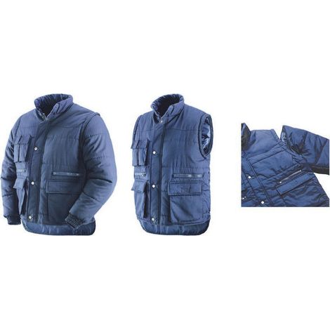 Manteau Savoia 2 en 1 bleu taille L – manches amovibles et doublure en polyester
