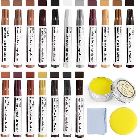 Wood Repair Kit, 18 Colours - Wood Touch Up Felt with Furniture Wax - Repair Pen for Scratches/Stains/Discoloration of Wood (1/5)