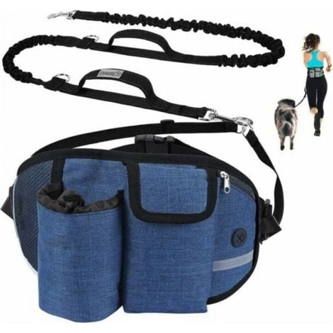 (Blue) Dog Leash, Hands-Free Dog Leash, Up to 110 kg Shock Absorption, Comfortable, Reflective Stitching, Ideal for Running, Jogging and Walking, (1/4)