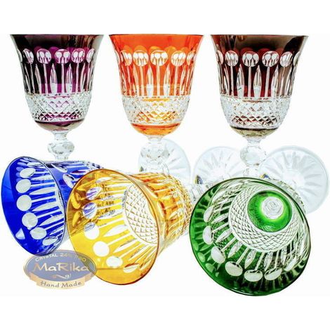 Copas de vino de cristal de colores, 170 ml, estilo francés, 6 unidades (1/3)