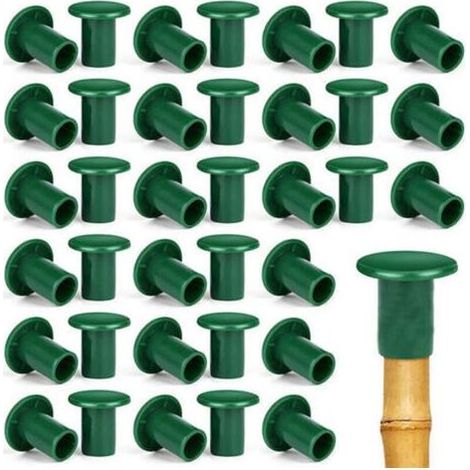48PCS Capuchons de Protection, Capuchons de Sécurité en Caoutchouc pour Canne de Jardin, Support de Plantes, pour Canne de Bambou, vert,33cm (1/5)