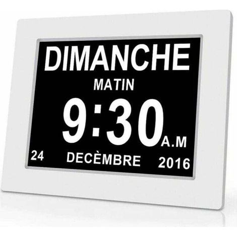 Horloge calendrier numérique 7 pouces avec date et heure, horloge Alzheimer pour parents, rappel de médicaments pour grands-parents et enfants - Blanc - 20.414.32.4cm (1/5)