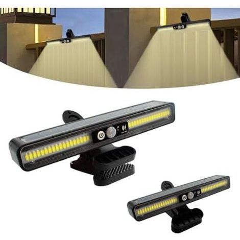 Lampes solaires d'extérieur, lot de 2 lampes solaires à pince avec détecteur de mouvement, 2 options de montage, 3 modes, applique murale avec 36 LED, lampe solaire étanche IP65 pour (1/5)